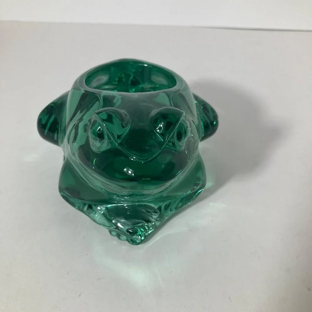 Vintage‎ Indiana Glass Green Frog Candle Holder Paperweight 4 x 5